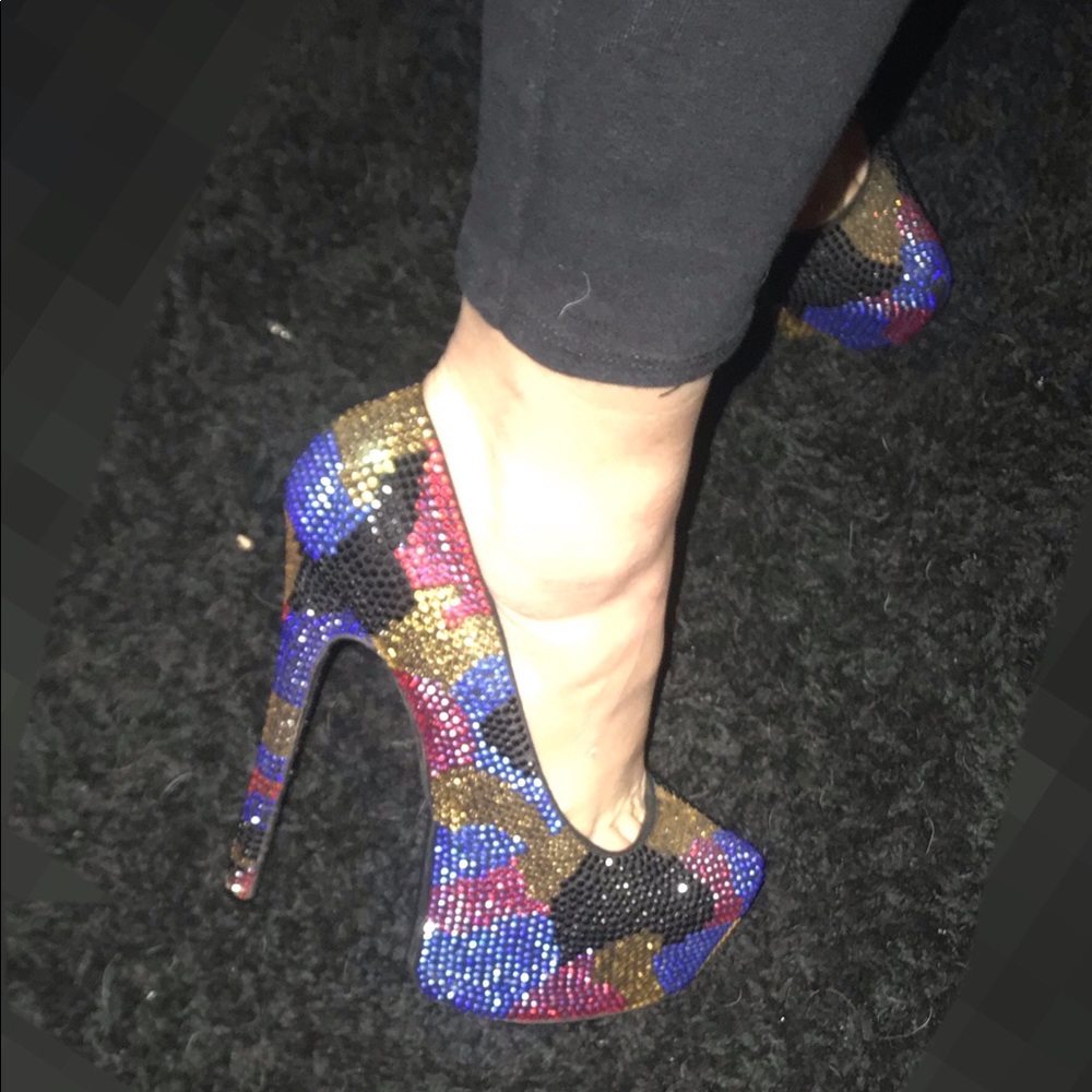 Steve Madden Multicolored Rhinestone Heels